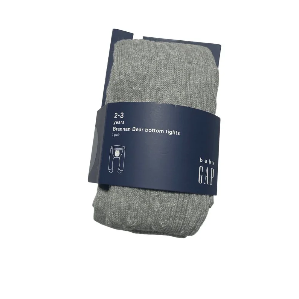 Baby Gap‎ Brannan Bear Bottom Tights 2-3 Years Gray Ribbed Soft Cotton Blend